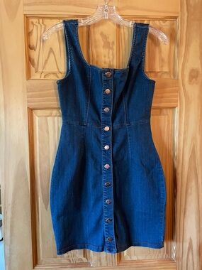 Button-Front Indigo Denim Mini Dress